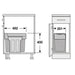 Specs for Hailo Tandem 31 waste and recycling bin, For carcase with min. width 300 mm, base mounted behind hinged door