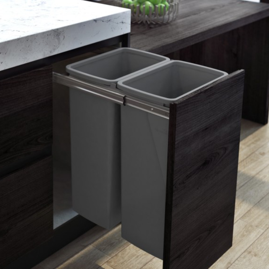 Hideaway Waste Bin, Compact Soft-Close, 2x40 Ltr, (Door Pull).