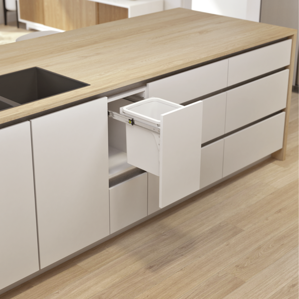 Hideaway Waste Bin Compact Soft-Close 1x15 Ltr (Door Pull)