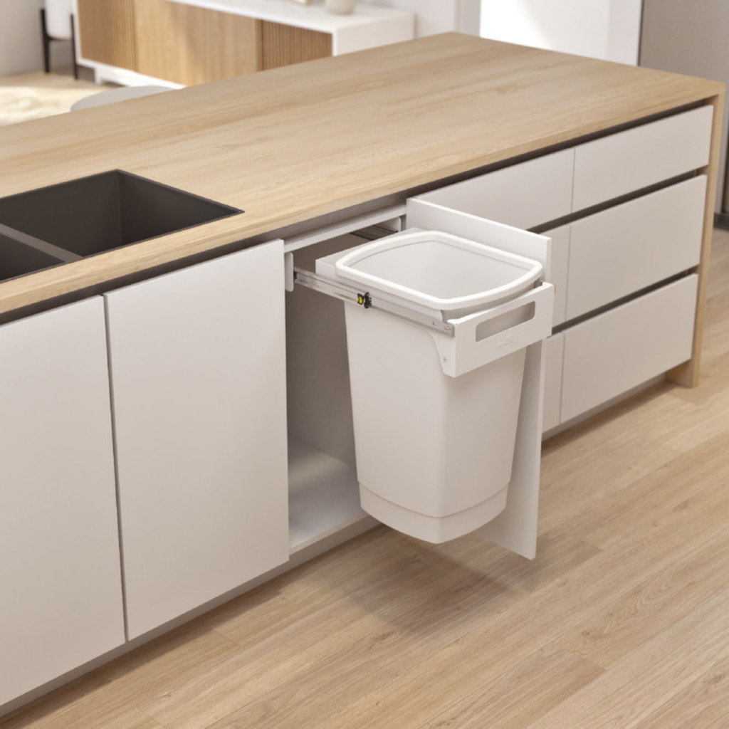 Hideaway Waste Bin Compact Soft-Close 1x50 Ltr Handle Pull