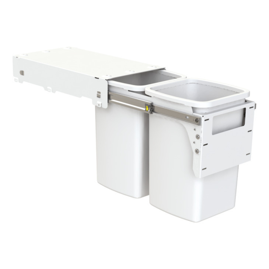 Hideaway Waste Bin Compact Soft-Close 2x16 Ltr Door Pull