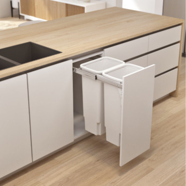 Hideaway Waste Bin Compact Soft-Close 2x35 Ltr (Door Pull)