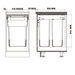 Hideaway Waste Bin, Compact Soft-Close, 2x40 Ltr, (Door Pull), Double Bin