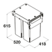 Hideaway Waste Bin, Compact Soft-Close, 2x40 Ltr, (Door Pull), Double Bin