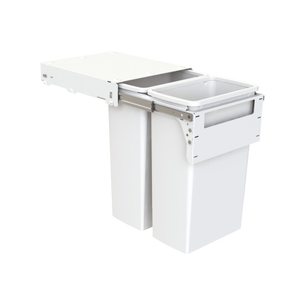 Hideaway Waste Bin, Compact Soft-Close, 2x40 Ltr, Door Pull