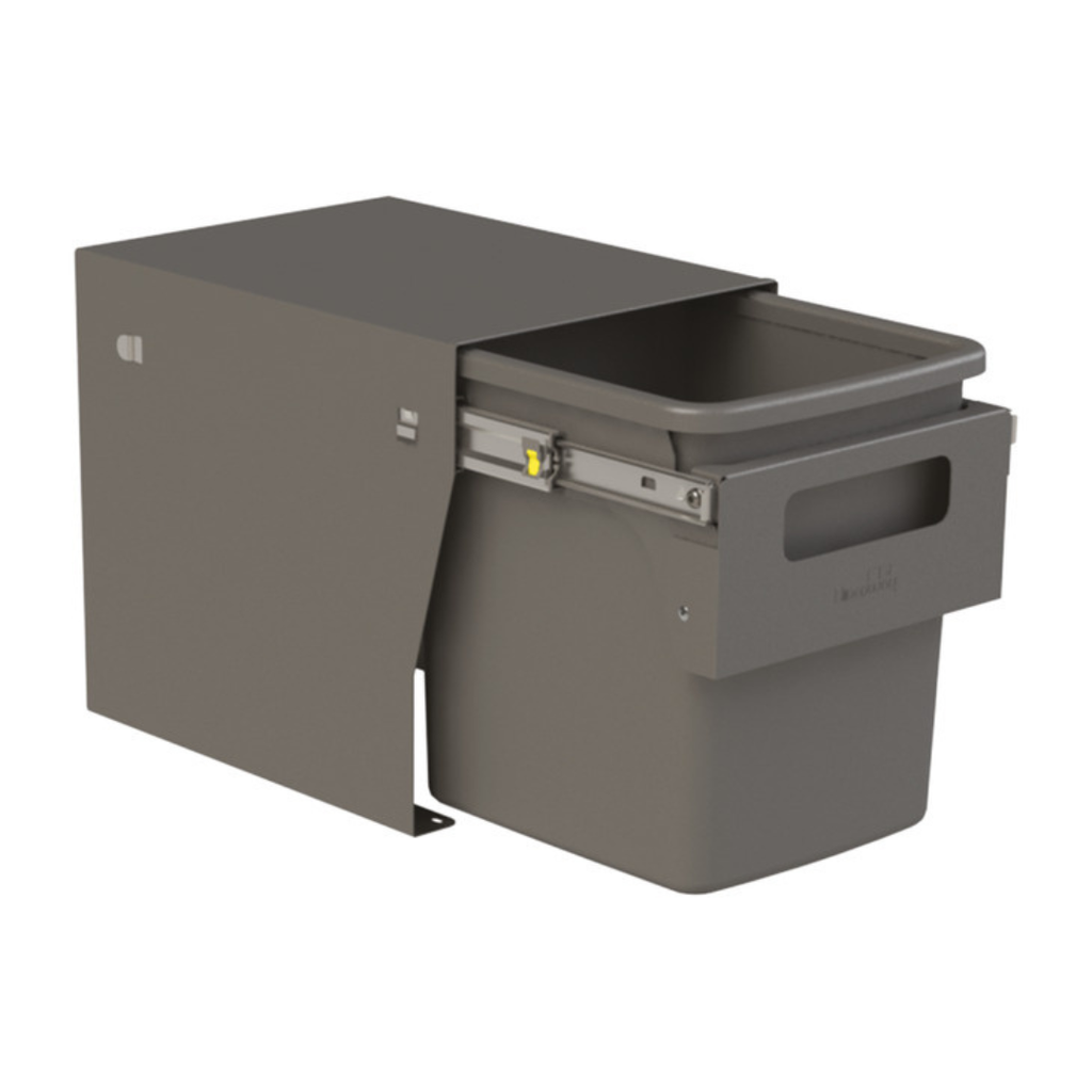 Hideaway Waste Bin Compact Soft-Close 1x15 Ltr floor Mounted (Handle Pull)