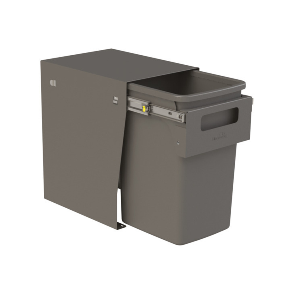 Hideaway Waste Bin Compact Soft-Close 1x20 Ltr Floor Mounted, Handle Pull