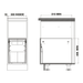 Hideaway Waste Bin Compact Soft-Close 2x20 Ltr Floor Mounted Door Pull