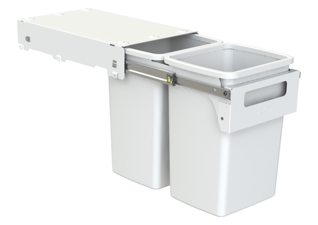 Hideaway Waste Bin Compact Soft-Close 2x20 Ltr (Handle Pull)