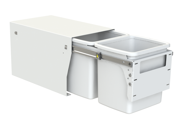 Hideaway Waste Bin Compact Soft-Close 2x15 Ltr (Floor Mount, Handle Pull)