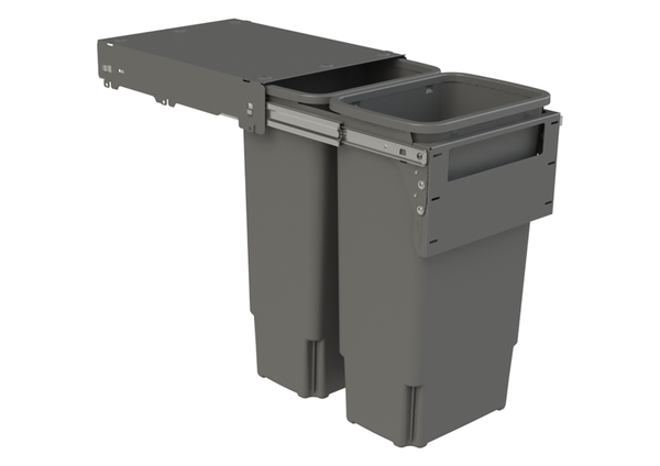 Hideaway Waste Bin Compact Soft-Close 2x35 Ltr (Door Pull)