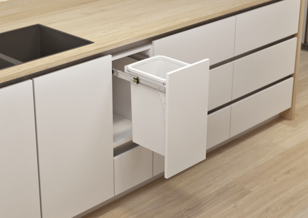 Hideaway Waste Bin Compact Soft-Close 1x20 Ltr Door Pull