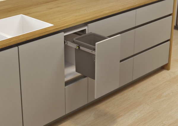 Hideaway Waste Bin Compact, Door Pull, 1x15 Ltr