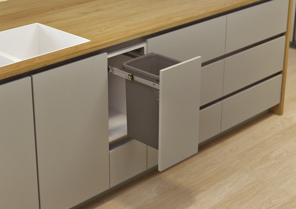 Hideaway Waste Bin Compact Soft-Close 1x20 Ltr (Door Pull)