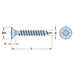 Dimensional Drawing of Hospa Pozidrive Countersunk Screws