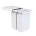Hideaway Waste Bin Compact Soft-Close 2x40 Ltr, Handle Pull, two white pails