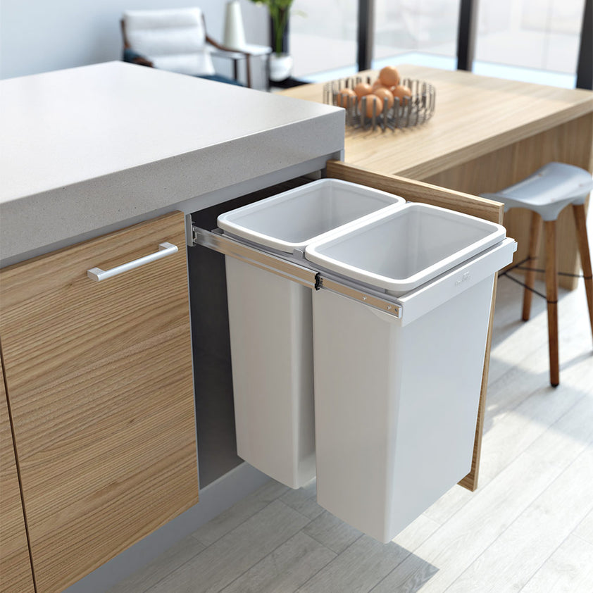 Hideaway Waste Bin Compact SoftClose 2x40 Ltr (Handle Pull) HAFELE HOME