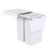 Hideaway Waste bin solution, two pails in white, for top mounting in cabinet, hidden waste bins