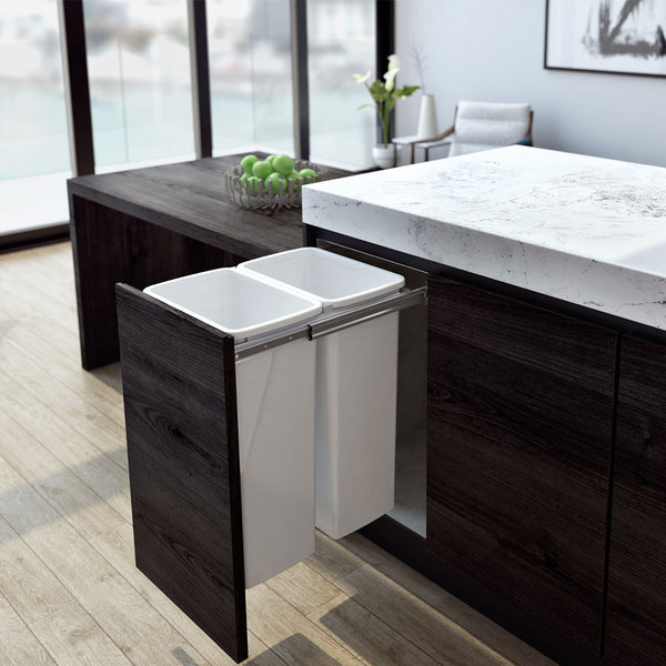 Hideaway Waste Bin Compact SoftClose 2x40 Ltr (Door Pull) HAFELE HOME