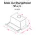 Dimensional Drawing for slide-out rangehood 90cm
