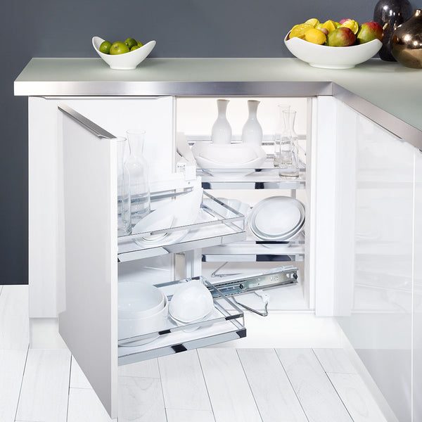 Magic Corner - Kitchen Corner Storage Solution with two trays