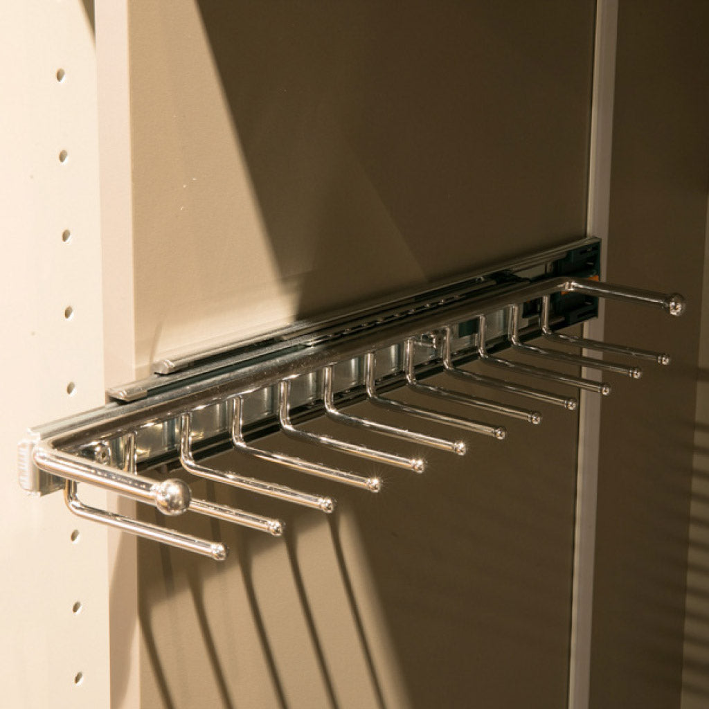 Wardrobe Storage installed Starax Pull-Out Tie Rail Rack